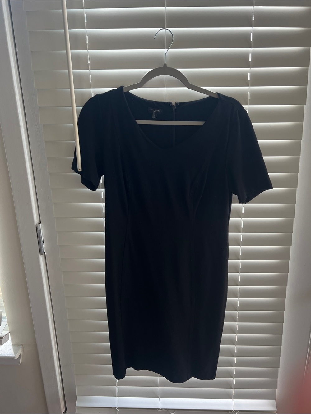 Talbots Black Short Sleeve V-Neck Sheath Dress